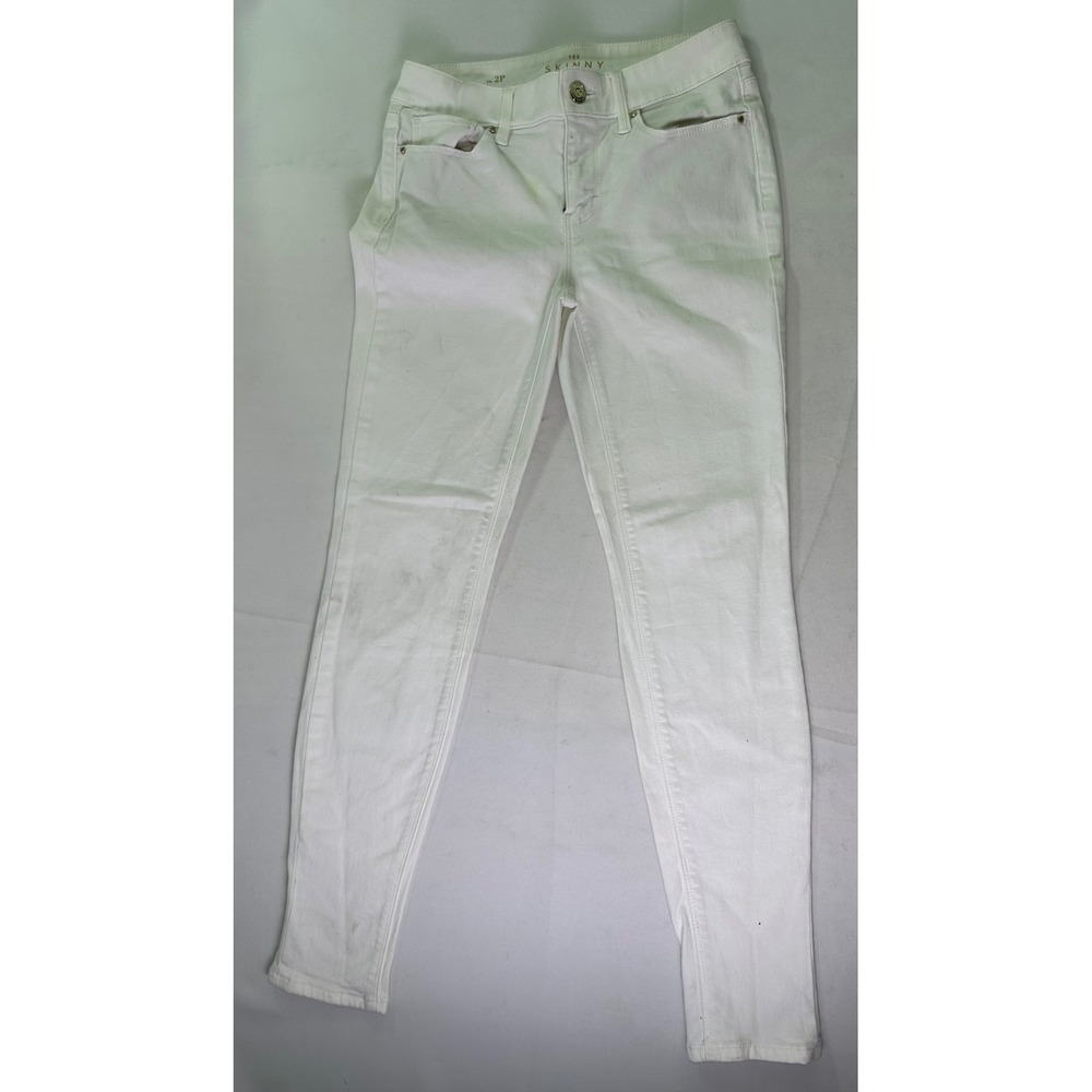 White House Black Market The Skinny Jeans White Mid Rise Petite Stretch Denim 2P